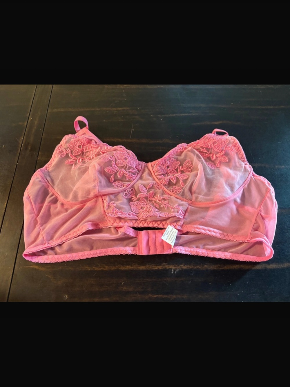 Pink Lace and Mesh Bra